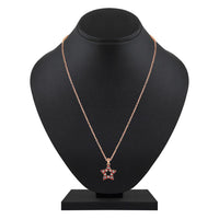 Mahi Rose Gold Plated Red Meenakari Work and Crystals Star Necklace Pendant for Women (PS1101867ZRed)