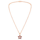 Mahi Rose Gold Plated Red Meenakari Work and Crystals Star Necklace Pendant for Women (PS1101867ZRed)