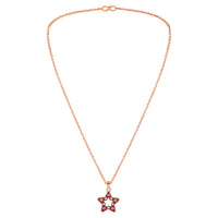 Mahi Rose Gold Plated Red Meenakari Work and Crystals Star Necklace Pendant for Women (PS1101867ZRed)