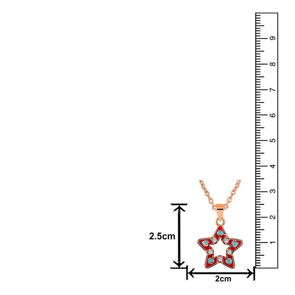 Mahi Rose Gold Plated Red Meenakari Work and Crystals Star Necklace Pendant for Women (PS1101867ZRed)
