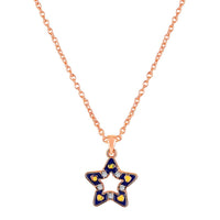 Mahi Rose Gold Plated Navy Blue & Yellow Meenakari Work and Crystals Star Necklace Pendant for Women (PS1101868ZNBlu)