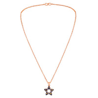 Mahi Rose Gold Plated Navy Blue & Yellow Meenakari Work and Crystals Star Necklace Pendant for Women (PS1101868ZNBlu)