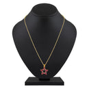 Mahi Gold Plated Pink Meenakari Work and Crystals Star Necklace Pendant for Women (PS1101869GPin)