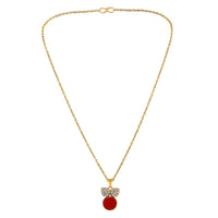 Mahi Gold Plated Red Meenakari Work and Crystals Cute Necklace Pendant for Women (PS1101870GRed)
