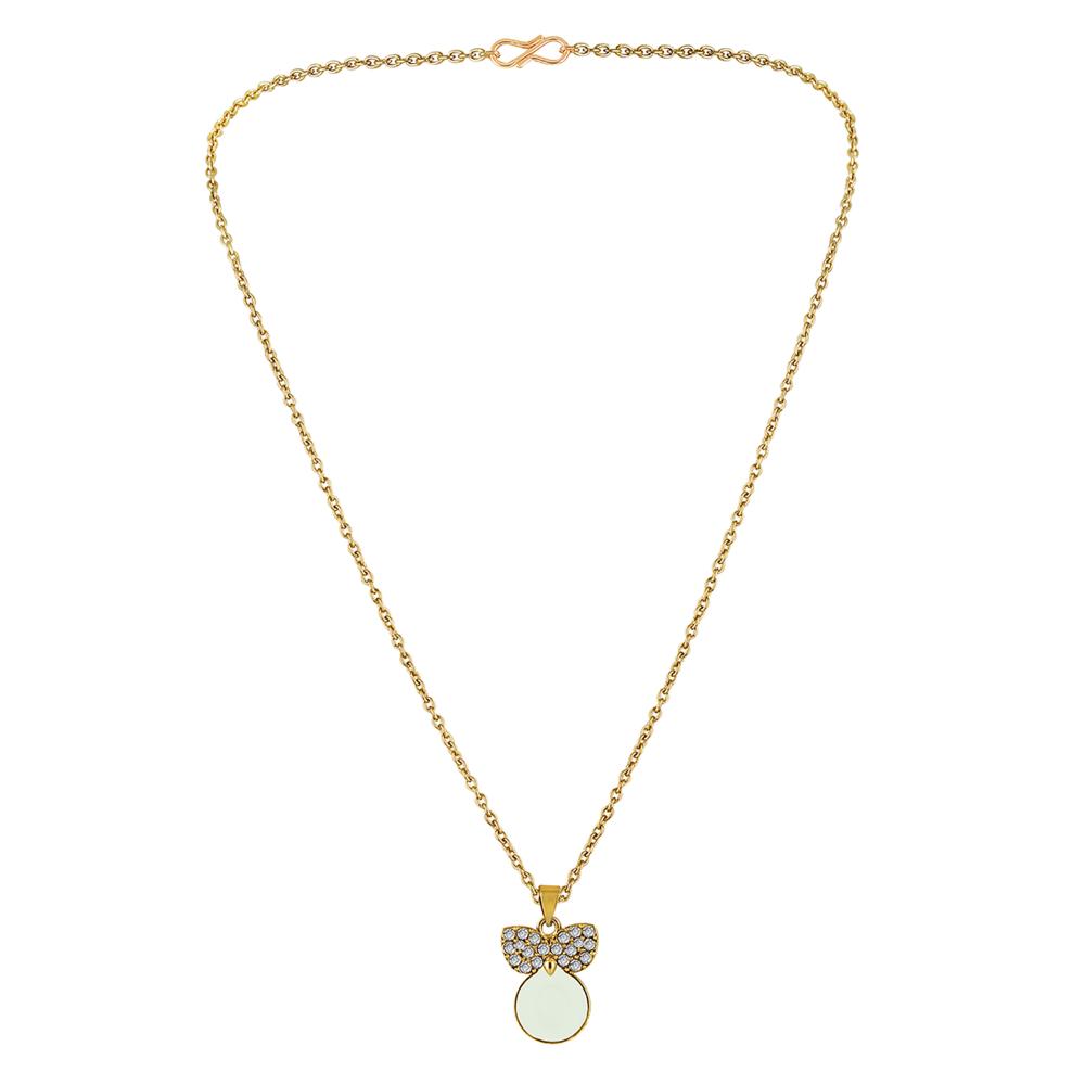 Mahi Gold Plated White Meenakari Work and Crystals Cute Necklace Pendant for Women (PS1101871GWhi)