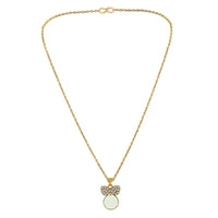 Mahi Gold Plated White Meenakari Work and Crystals Cute Necklace Pendant for Women (PS1101871GWhi)