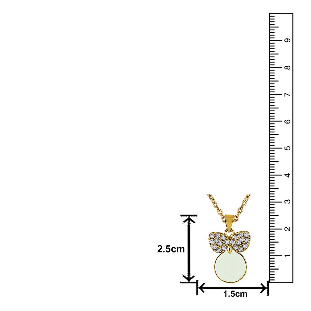 Mahi Gold Plated White Meenakari Work and Crystals Cute Necklace Pendant for Women (PS1101871GWhi)