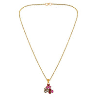 Mahi Gold Plated Red and Pink Meenakari Work and Crystals Floral Necklace Pendant for Women (PS1101872GRedPin)