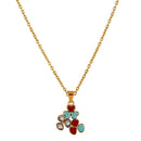 Mahi Gold Plated Red and Blue Meenakari Work and Crystals Floral Necklace Pendant for Women (PS1101873GRedBlu)