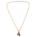 Mahi Gold Plated Red and Blue Meenakari Work and Crystals Floral Necklace Pendant for Women (PS1101873GRedBlu)