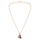 Mahi Rose Gold Plated Purple Meenakari Work and Crystals Floral Necklace Pendant for Women (PS1101874ZPur)