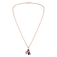 Mahi Rose Gold Plated Purple Meenakari Work and Crystals Floral Necklace Pendant for Women (PS1101874ZPur)