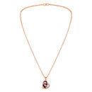 Mahi Rose Gold Plated Purple Meenakari Work and Crystals Floral Heart Necklace Pendant for Women (PS1101875ZPur)
