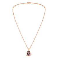 Mahi Rose Gold Plated Purple Meenakari Work and Crystals Floral Heart Necklace Pendant for Women (PS1101875ZPur)
