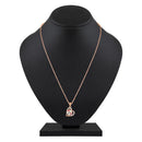 Mahi Rose Gold Plated Pink and Green Meenakari Work and Crystals Floral Heart Necklace Pendant for Women (PS1101876ZPinGre)