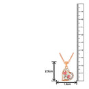 Mahi Rose Gold Plated Pink and Green Meenakari Work and Crystals Floral Heart Necklace Pendant for Women (PS1101876ZPinGre)
