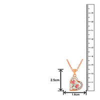 Mahi Rose Gold Plated Pink and Green Meenakari Work and Crystals Floral Heart Necklace Pendant for Women (PS1101876ZPinGre)