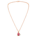 Mahi Rose Gold Plated Red and Pink Meenakari Work and Crystals Floral Heart Necklace Pendant for Women (PS1101877ZRedPin)