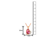 Mahi Rose Gold Plated Red and Pink Meenakari Work and Crystals Floral Heart Necklace Pendant for Women (PS1101877ZRedPin)
