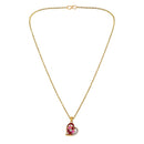 Mahi Gold Plated Pink and Maroon Meenakari Work and Crystals Floral Heart Necklace Pendant for Women (PS1101878GPinMar)