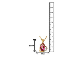 Mahi Gold Plated Pink and Maroon Meenakari Work and Crystals Floral Heart Necklace Pendant for Women (PS1101878GPinMar)