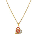 Mahi Gold Plated Orange Meenakari Work and Crystals Floral Heart Necklace Pendant for Women (PS1101879GOrg)
