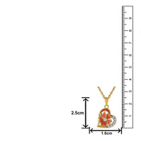 Mahi Gold Plated Orange Meenakari Work and Crystals Floral Heart Necklace Pendant for Women (PS1101879GOrg)