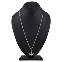 Mahi Rhodium Plated Unisex Ship Anchor Necklace Pendant with Box Chain (PS1101880R)