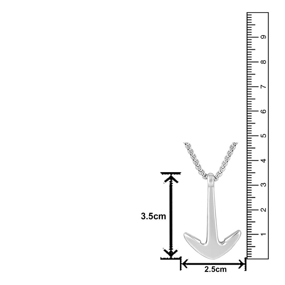 Mahi Rhodium Plated Unisex Ship Anchor Necklace Pendant with Box Chain (PS1101880R)