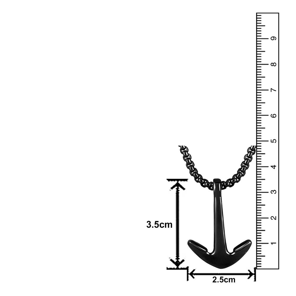 Mahi Black Plated Unisex Ship Anchor Necklace Pendant with Box Chain (PS1101881B)