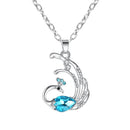 Mahi Dancing Peacock Shaped-Pendant Necklace with Aqua Blue and White Crystals for Women  (PS1101885R)