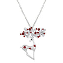 Mahi Red and White Crystals Cute Deer-Shaped Pendant Necklace witth Long Chain for Women (PS1101886RRed)
