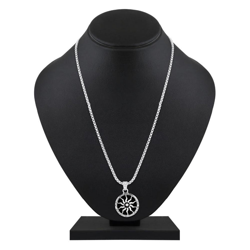 Mahi Black Meenakari Work Sun Pendant Locket Necklace for Men and Women (PS1101908R)