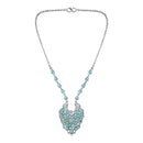 Mahi Peacock Feather-Shaped Necklace with Blue Crystals for Women (PS1101917R)