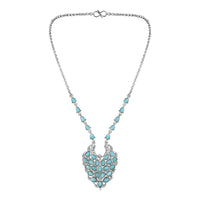 Mahi Peacock Feather-Shaped Necklace with Blue Crystals for Women (PS1101917R)