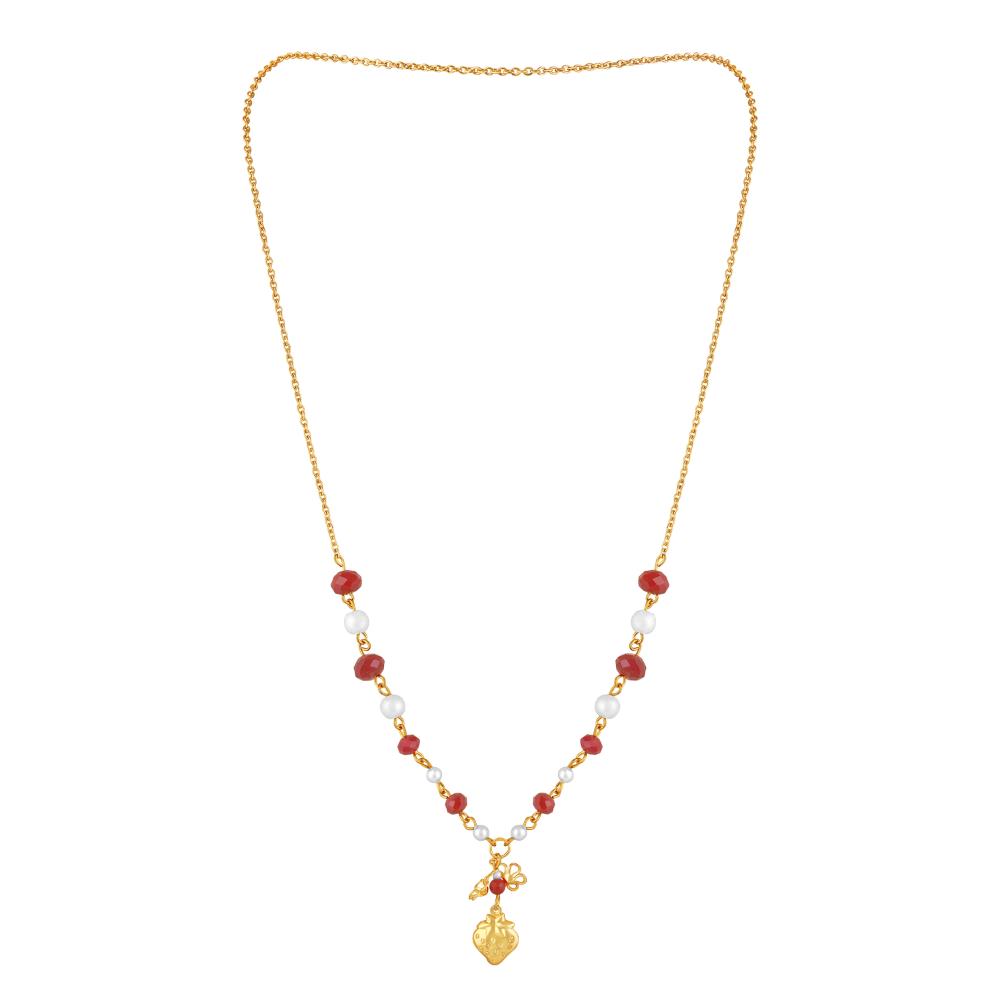 Mahi Simple and Lovely Strawberry Necklace with Artificial Beads and Gold Plating for Women (PS1101918G)