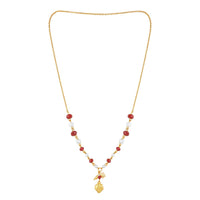 Mahi Simple and Lovely Strawberry Necklace with Artificial Beads and Gold Plating for Women (PS1101918G)