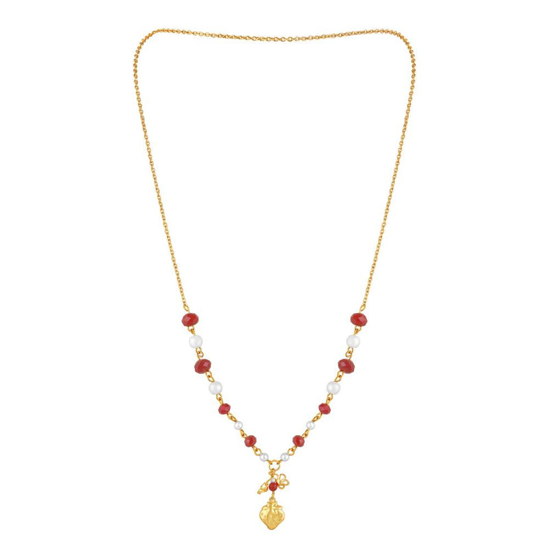 Mahi Simple and Lovely Strawberry Necklace with Artificial Beads and Gold Plating for Women (PS1101918G)