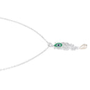 Mahi Peacock-Feather-Theme Meenakari Work Pendant Necklace for Women with Crystals and Pearl Drop (PS1101961R)