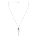 Mahi Peacock-Feather-Theme Meenakari Work Pendant Necklace for Women with Crystals and Pearl Drop (PS1101961R)
