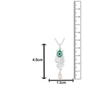 Mahi Peacock-Feather-Theme Meenakari Work Pendant Necklace for Women with Crystals and Pearl Drop (PS1101961R)