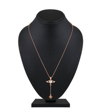 Mahi Angel Winged-Shaped & Heart Lariat Pendant Necklace with Dangling Heart Charm & Sparkling Stones | Rose-Gold Tone Chain for Women (PS1101969ZWhi)