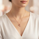 Mahi Rose & Heart Shaped Sparkling White Crystals Pendant Necklace for Women (PS1101973ZWhi)