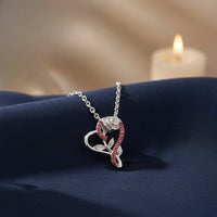 Mahi Rose & Heart Shaped Sparkling White Crystals Pendant Necklace for Women (PS1101974RPin)