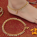 JS Fashion Royal High Gold Pearl Designer Anklet (Payal)