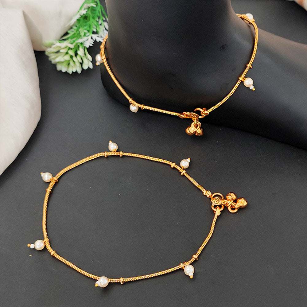 JS Fashion Royal High Gold Pearl Designer Anklet (Payal)