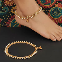 JS Fashion Royal High Gold Pearl Designer Anklet (Payal)