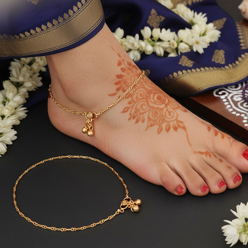 JS Fashion Royal High Gold Pearl Designer Anklet (Payal)