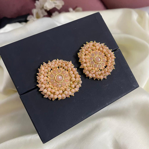 Subhag Alankar Peach Guchha Tops, Elegant Floral Stud Earring For Girls & Women Alloy Stud Earring