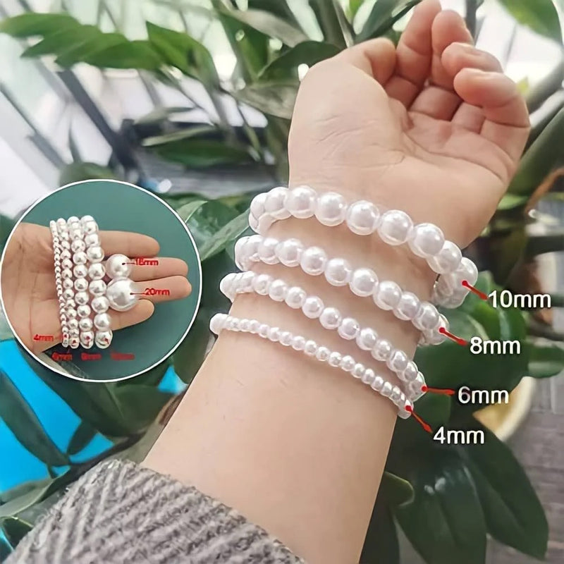 Kriaa White Pearls Round Shape Moti for Jewellery Making, Art Crafts Work Necklace Bracelet Earring Making DIY